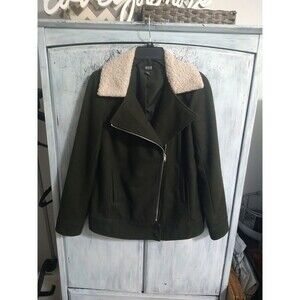 Anna Wool Faux Fur Coat Green Medium Outdoor Loganlook